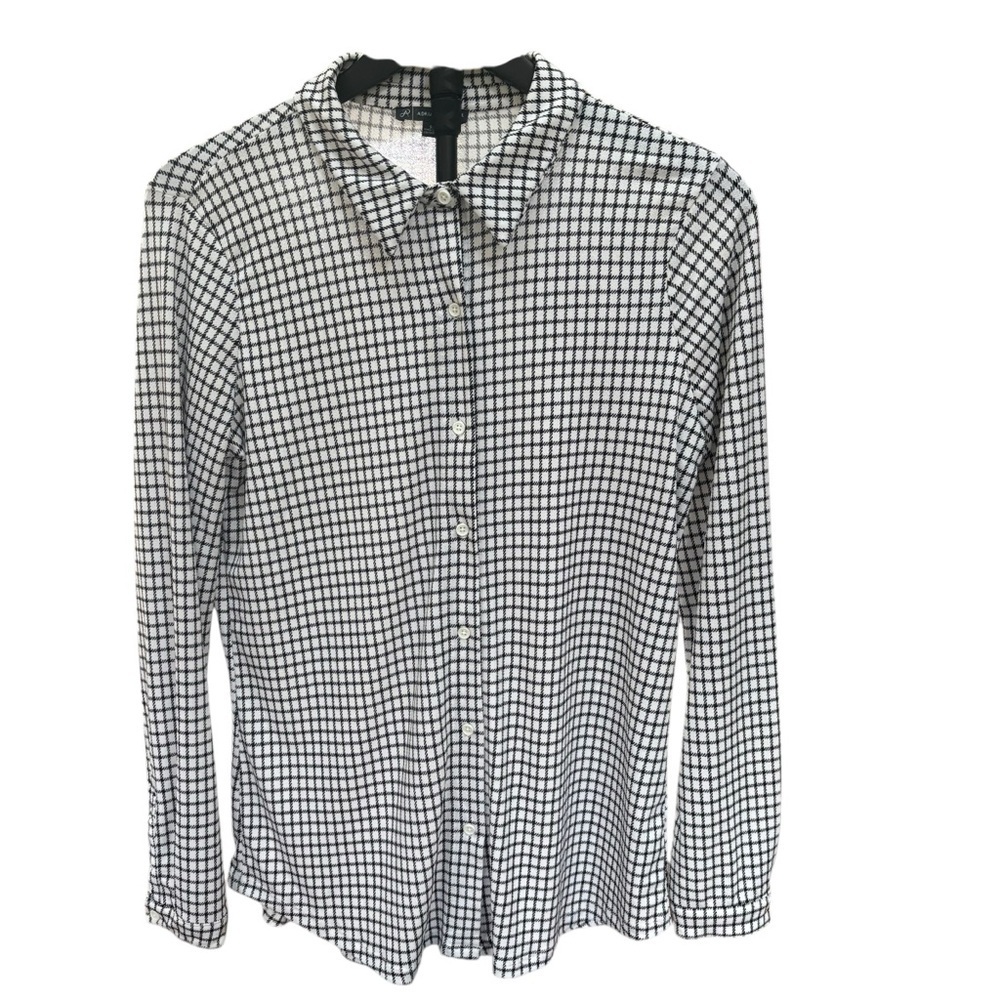 Adrianne Papell Stretch Black & White Checkered Button Up Women’s Size Sm Shirt